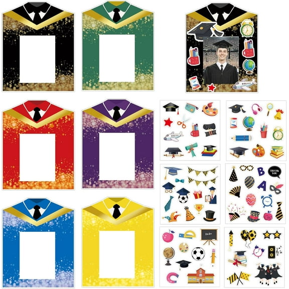 30 Set DIY Graduation Photo Frame Craft Kits Bulk Preschool Kindergarten Bachelor's uniform shape Paper Photo Crafts
