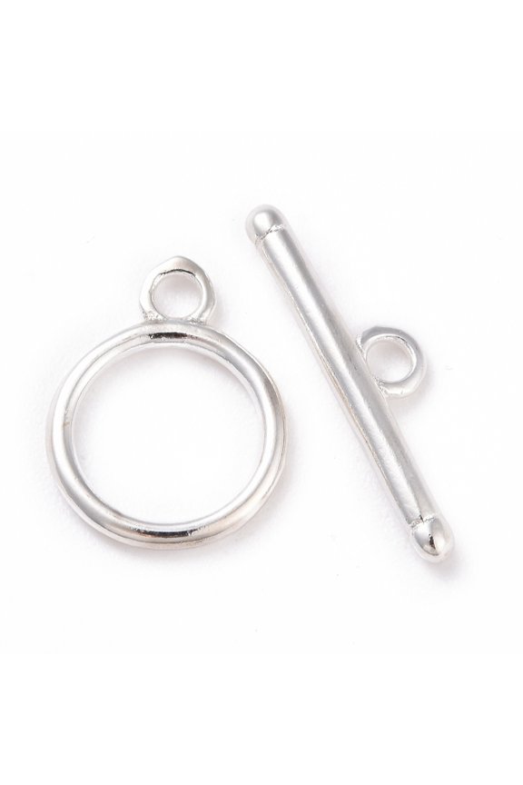 30 Set Eco-friendly Brass Toggle Clasps Cadmium Free & Lead Free Long-Lasting Plated Ring 925 Sterling Silver Plated Ring: 15x11.5x1mm Bar: 5x20x2mm Hole: 2mm