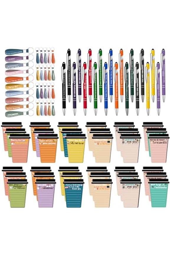 30 Set Employee Appriciation Gifts Bulk Team Office Thank You Gift 30 Inspirational Sticky Note 30 Appreciation Pen 30 Motivational Keychain for Valentine Staff Team Coworker Nurse Volunteer Gifts