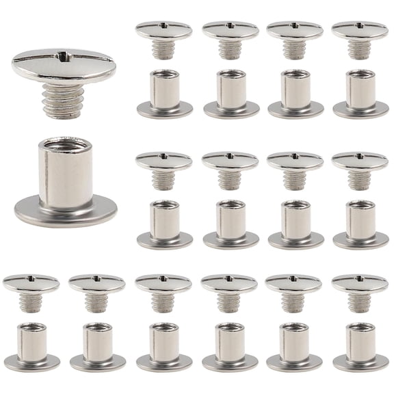 30 Set Phillips Head Chicago Screws for Leather, M4 x 6mm Book Binding Screws Post, 1/4 Inch Button Rivets for Bookbinding, Leather & Belt