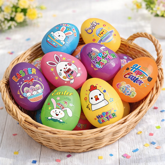 30 Set Plastic Easter Egg Shells with Removable Lids, Perfect As Easter Party Favors, Spring Party Gifts, Holiday Gift Bags, Basket Fillers, And Decorations for Christmas, Valentine'S Day, And Easter