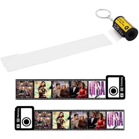 30 Set Sublimation Blank Memory Film Roll Keychain Double-Sided DIY Camera Film Roll Key Chain