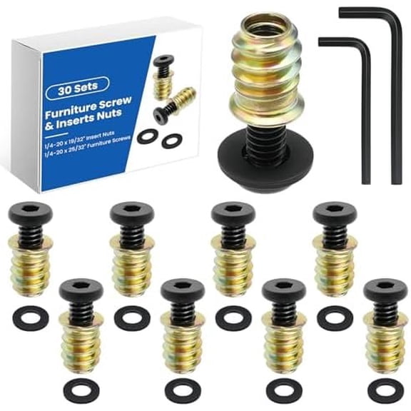 30 Sets 1/4-20 Threaded Insert and Bolt for