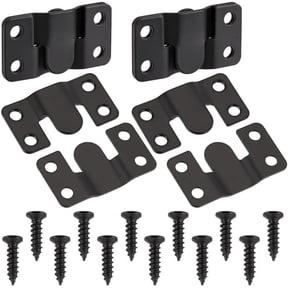30 Sets 1.7x0.7 Inch Black Flush Mount Bracket with 60Pcs Screws Photo Frame Hook Stainless Steel Interlock Hanging Buckle Interlocking Furniture Connectors for Mirror Picture Frames Black