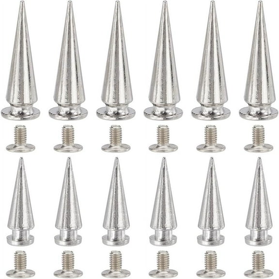 30 Sets 2 Sizes 28mm 20mm Silver Leather Punk Rivets Metallic Cone Studs Screwback Punk Rock Tree leathercraft Stud Screw on Cone Rivets