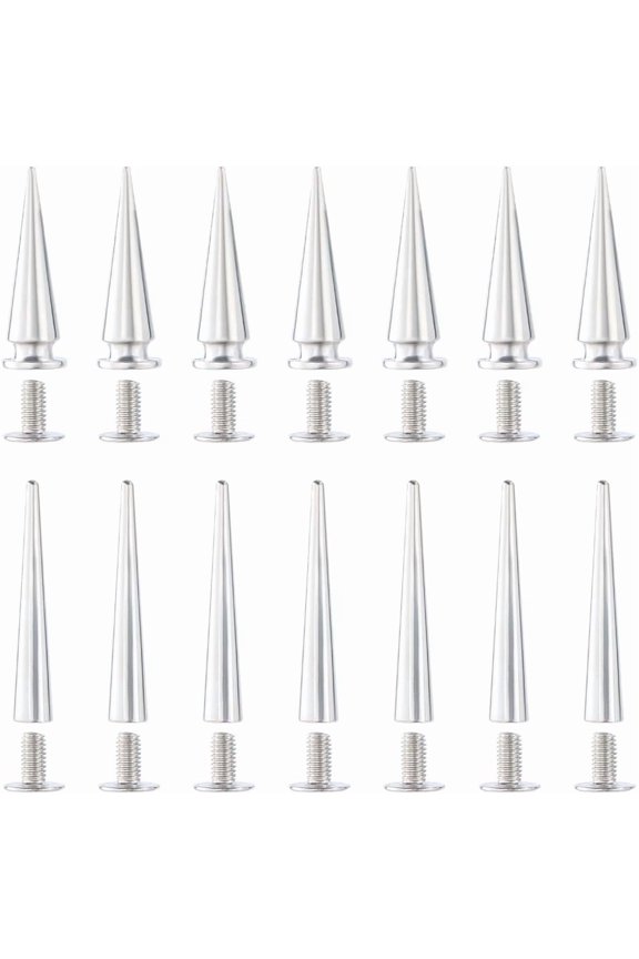 30 Sets 2 Sizes 28mm 54mm Metal Tree Studs Silver Cone Punk Rivets Large Screwback Studs Screw on Cone Long Metalic Spikes for Leathercraft Findings Jackets Leather Shoes DIY