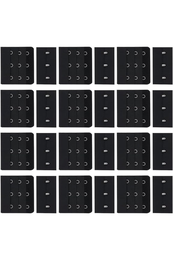 30 Sets 3 Hook Bra Band Hook Strap Black Bra Back Clips Bra Extender Replacement Bra Clasp Extenders for Bra Underwear Sewing DIY