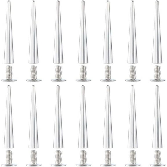 30 Sets 55mm Long Silver Spike and Studs Metal Cone Leather Rivets Punk Rock Bullet Screw on Cone Studs Screwback Leathercraft Tree Studs Findings for DIY Crafts Clothing Jackets Cosplay