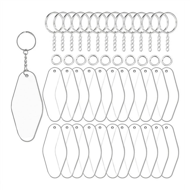 50 Sets Blank Keychains For Vinyl, Acrylic Keychain Blanks With 5 Shapes  Clear Acrylic Disc Leather