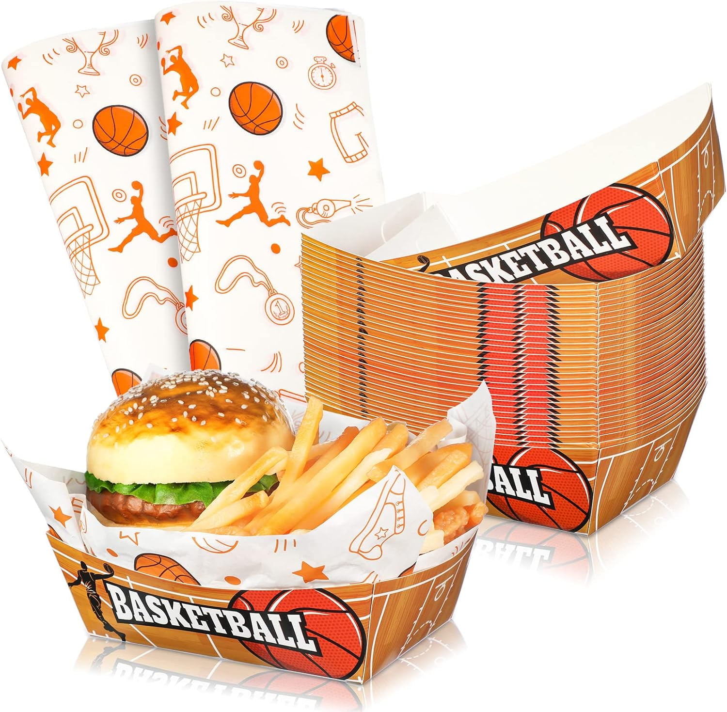 30 Sets Basketball Party Decorations 1.1lb Basketball Food Serving ...