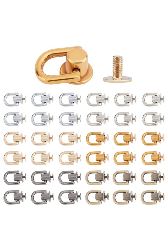 30 Sets D Ring Stud Screw 6 Colors Ball Post Head Buttons Rotatable D Ring Buckle Ball Studs Rivets Nails for Leather CraftDIY