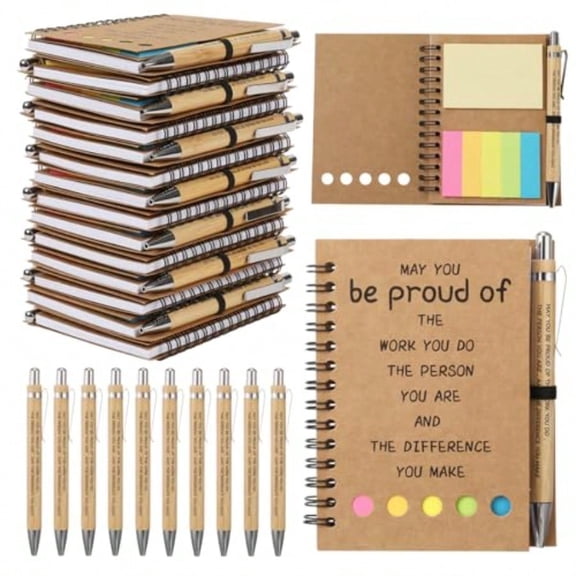 30 Sets Employee Appreciation Gifts Bulk Inspirational Spiral Notebook with Motivational Pens and Sticky Notes for CoworkersTeachers Office Staff Nurse Colleagues Volunteer Thank You Gifts