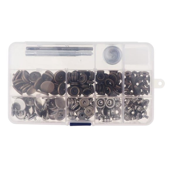 30 Sets Heavy Duty Snap Fastener Buttons Canvas Leather Tools Press Stud Kit - Bronze+Silver, 17mm
