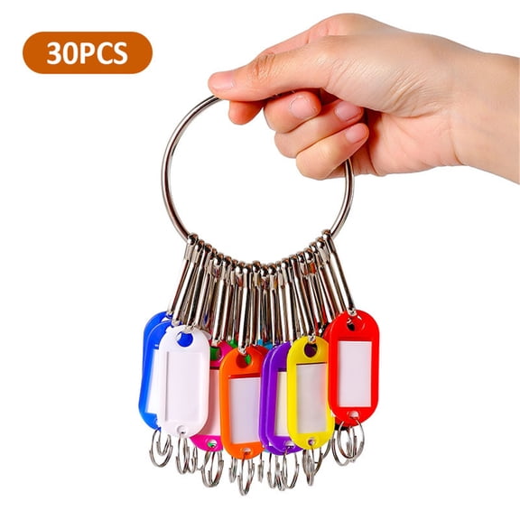 30 Sets Key Tags with Split Rings & Detachable Spring Hooks, Multicolor Write-On ID Labels, Portable Wrist Key Organizer for Home, Office & Property Management