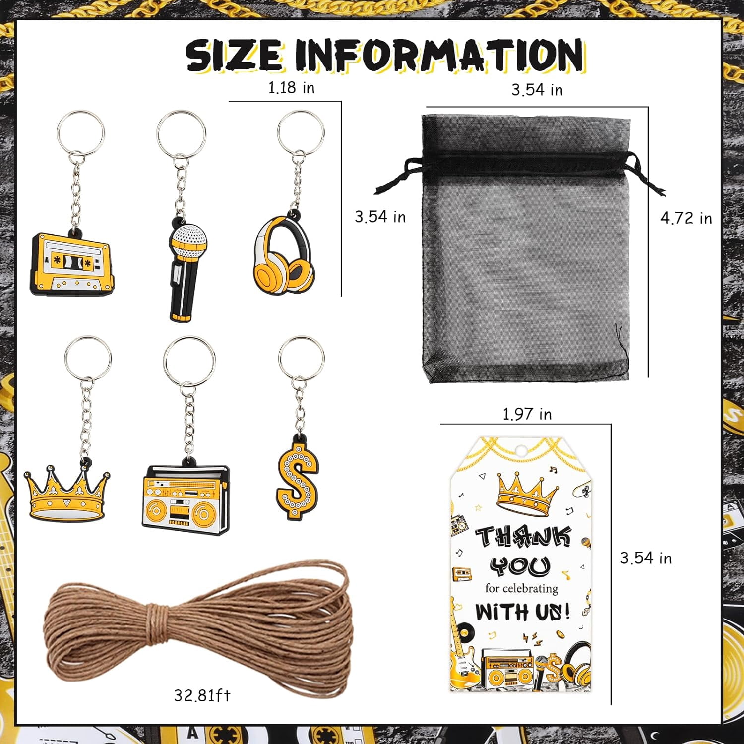 Rap Keychains 30 Sets Notorious Party Favors, Hip Hop Big One Birthday Decorations ...