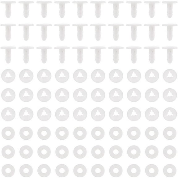 30 Sets Plastic Joints 3.3x2.9cm/1.3x1.14 Inch Plastic Animal Joints Teddy Bear Joints Engage Bolt Making Accessories for Making Limbs and Head Joints White