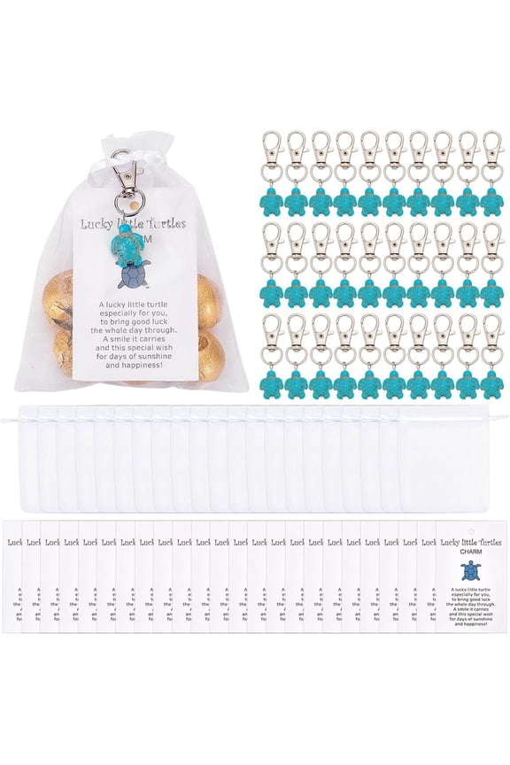 30 Sets Travel Turtle Keychain Positive Inspirational Small Turtle Keychain Bulk Good Luck Little Tortoise Keychains Set Silver