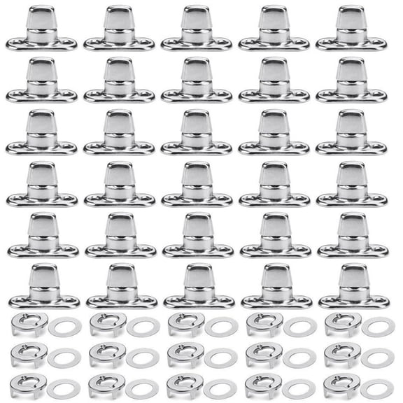 30 Sets Twist Lock Fasteners, Marine Grade Quarter Turn Fasteners, Rustproof Zinc Alloy Turn Button Eyelet and Stud for Securing Marine Canvas, Silver