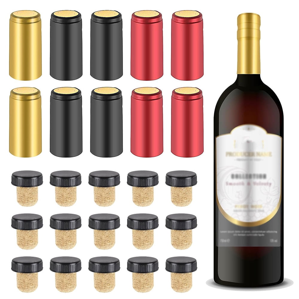 30 Sets Wine Bottle Cork Heat Shrink DIY Sealing Capsules Homemade Wine