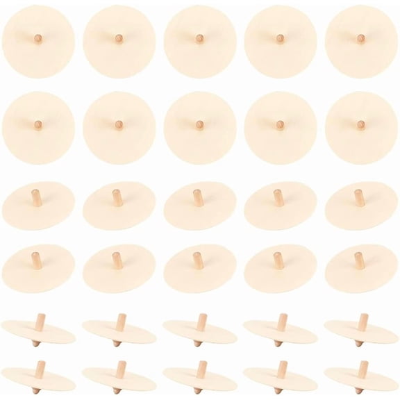 30 Sets Wooden Gyroscope Unfinished Wooden Scopperil 3.15 Inch Natural Wood Gyroscope Blank Wooden Scopperil for DIY Crafts Wood Craft Project Home Decoration