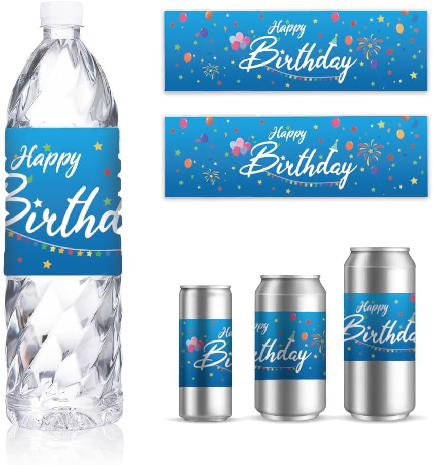 30 Sheet 30 Sheets Birthday Bottle Labels Colorful Balloons Printed ...