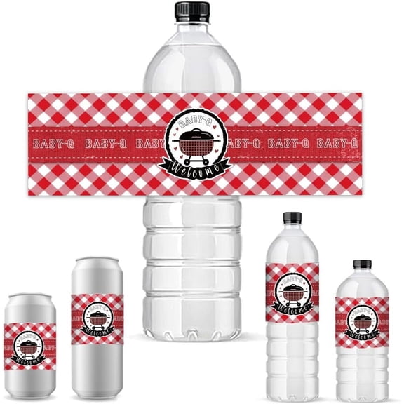 30 Sheet Bottle Label Adhesive Rectangle Tartan 216x64mm