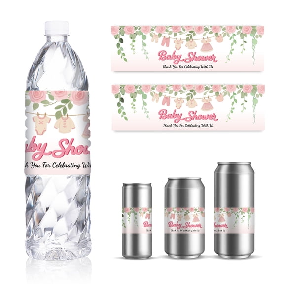 30 Sheet Bottle Label Adhesive Stickers Rectangle June Rose 216x64mm