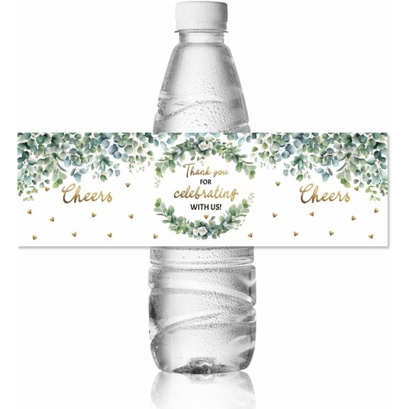 30 Sheet Bottle Label Stickers Rectangle Leaf 216x64mm