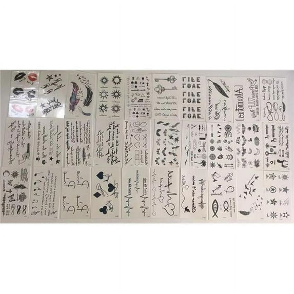 30 Sheet Temporary Tattoos Neck & Wrist Men Women Kids