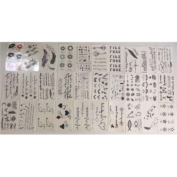 30 Sheet Temporary Tattoos Neck & Wrist Men Women Kids