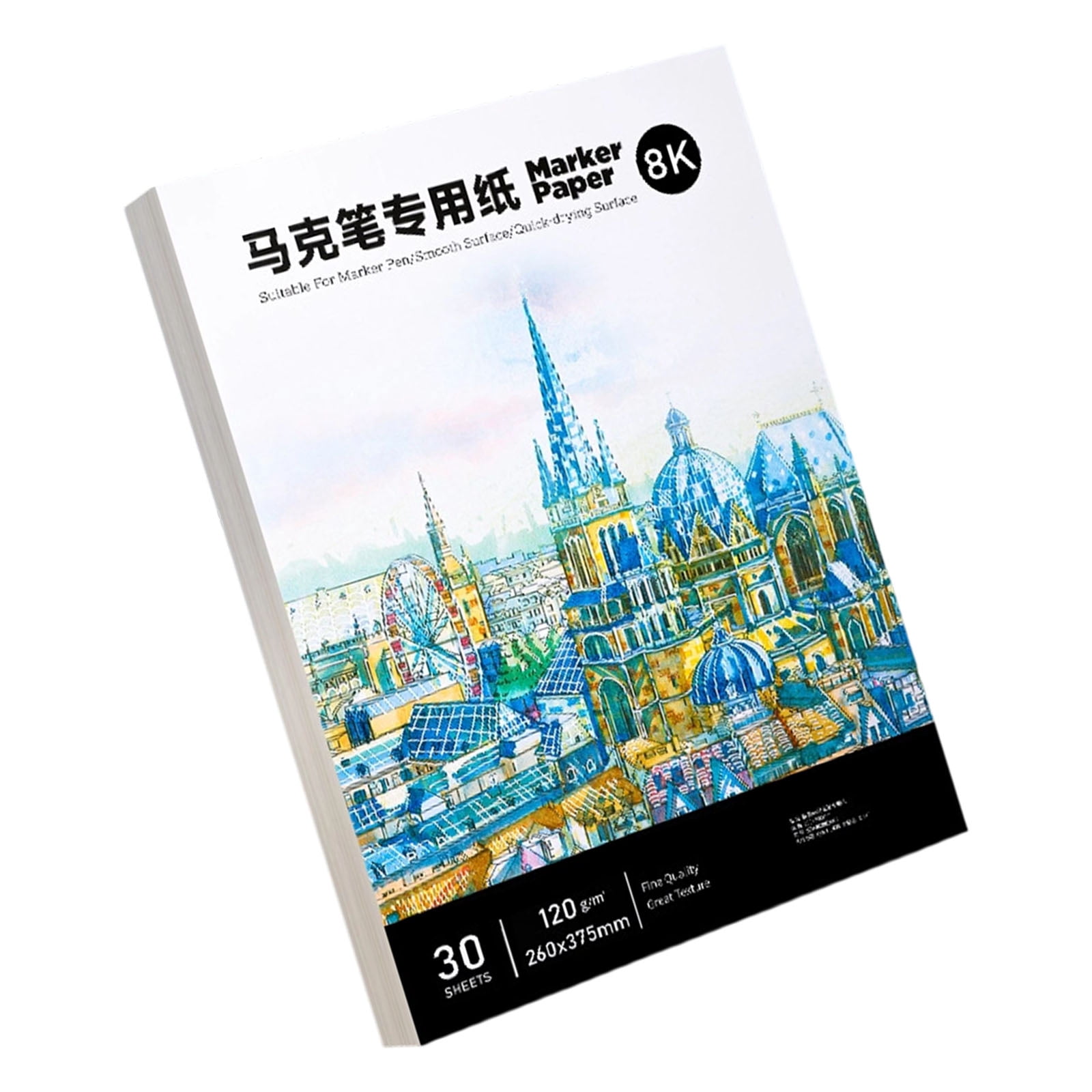 30 Sheet Thick Smooth 8K Size Sided Writing Pad Ideal For Markers And ...