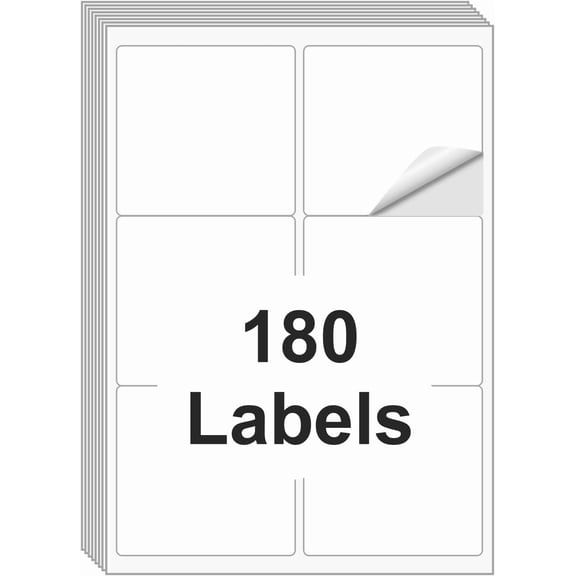 [30 Sheets 180 Labels] Shipping Labels 3 1/3"x4" Printable White 6 up Labels for Laser/Inkjet Printers, Mailing FBA Address Label Sticker Paper - Permanent Adhesive Label Blank