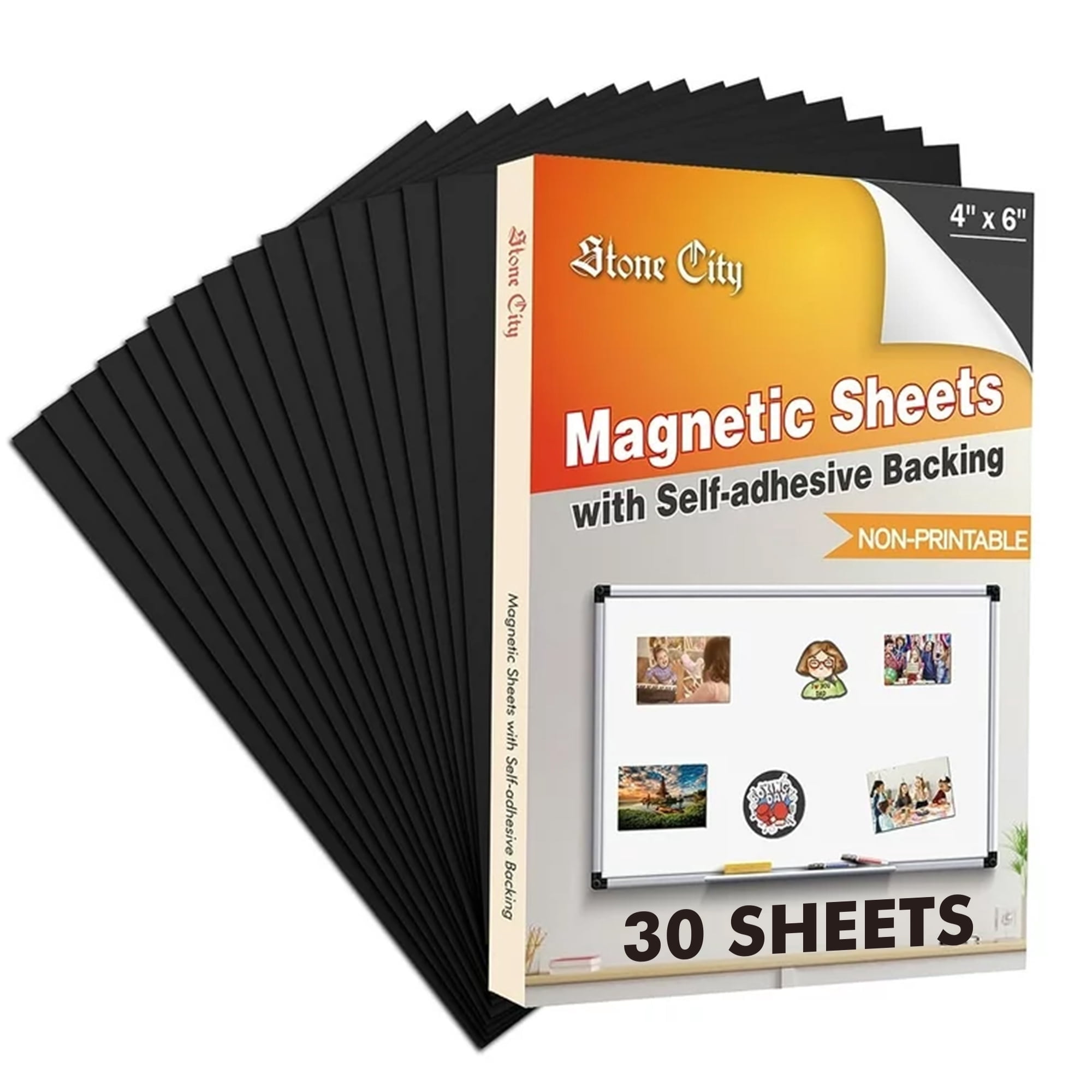 HTVRONT Magnetic Sheets with Adhesive Backing - 10 Pack 4x6 Magnet Sheets  with Adhesive,Easy to Cut Flexible Adhesive Magnetic Sheets for Dies