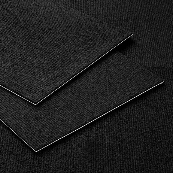 30 Sheets Black Carpet Tiles Squares, Carpet Tile Peel and Stick, Carpeting Tiles for Basement, Adhesive Tiles Carpeting with Padding Attached, 12"x12" Black Flooring Tiles