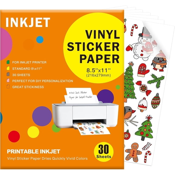 Clear Vinyl Sticker Paper for Inkjet Printers, 120 Sheets, 8.5x11 Inch ...