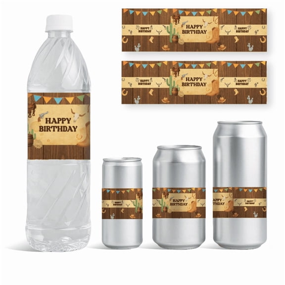 30 Sheets Cowboy Water Bottle Labels Western Cowboy Water Bottles Wraps Sticker Personalized Wine Bottle Label Stickers