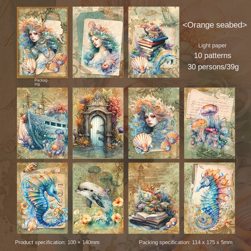 30 Sheets Enchanting Mermaid Theme Scrapbook Paper - Underwater Fantasy Series for DIY Journals and Crafts