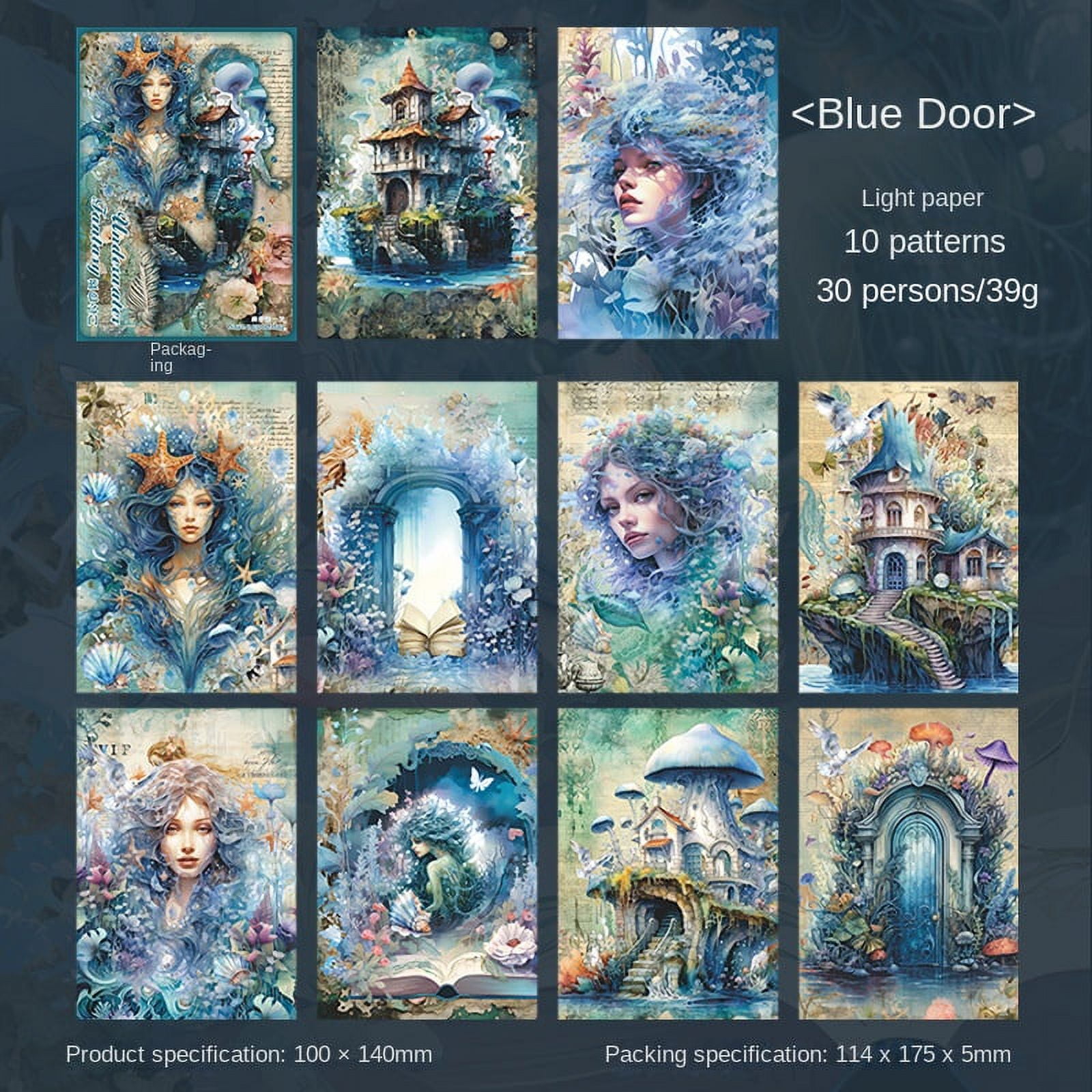 30 Sheets Enchanting Mermaid Theme Scrapbook Paper - Underwater Fantasy Series for DIY Journals and Crafts