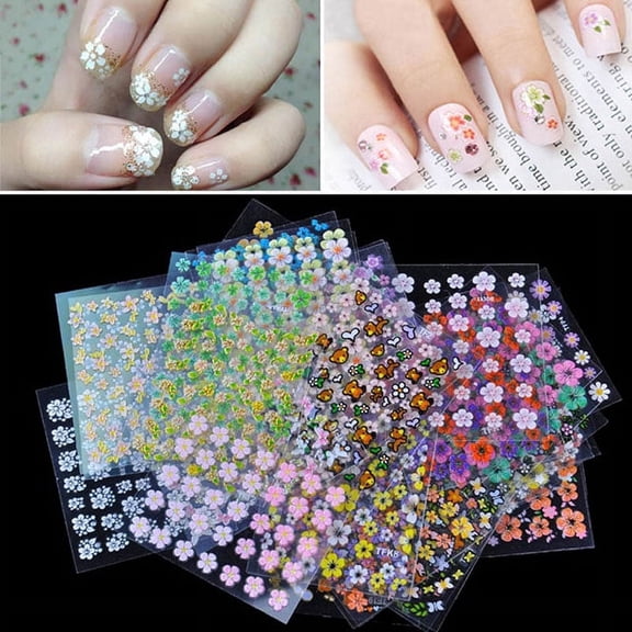 30 Sheets Floral Design Manicure Transfer Nail Art Stickers – 3D Flower Decals for Natural Nails, Press-Ons & Extensions, Easy to Apply DIY Beauty Nail Art for Women