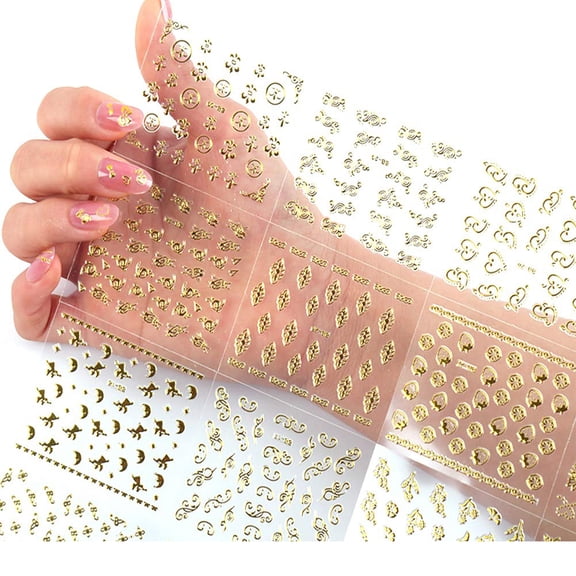 30 Sheets Gold Nail Stickers 3D Nail Art Supplies Metallic Nail Decals Star Moon Heart Butterfly Glitter Nail Art Design Self Adhesive Sticker for Nails Decoration Manicure Tips Charm Accessories