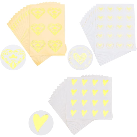 30 Sheets Heart Envelope Seals 3 Style Self Sealing Stickers Round with Heart Pattern for DIY Party Favor Greeting Cards Valentine Day Birthday Gift Box Baking Sticker Wedding Invitations Mixed Color