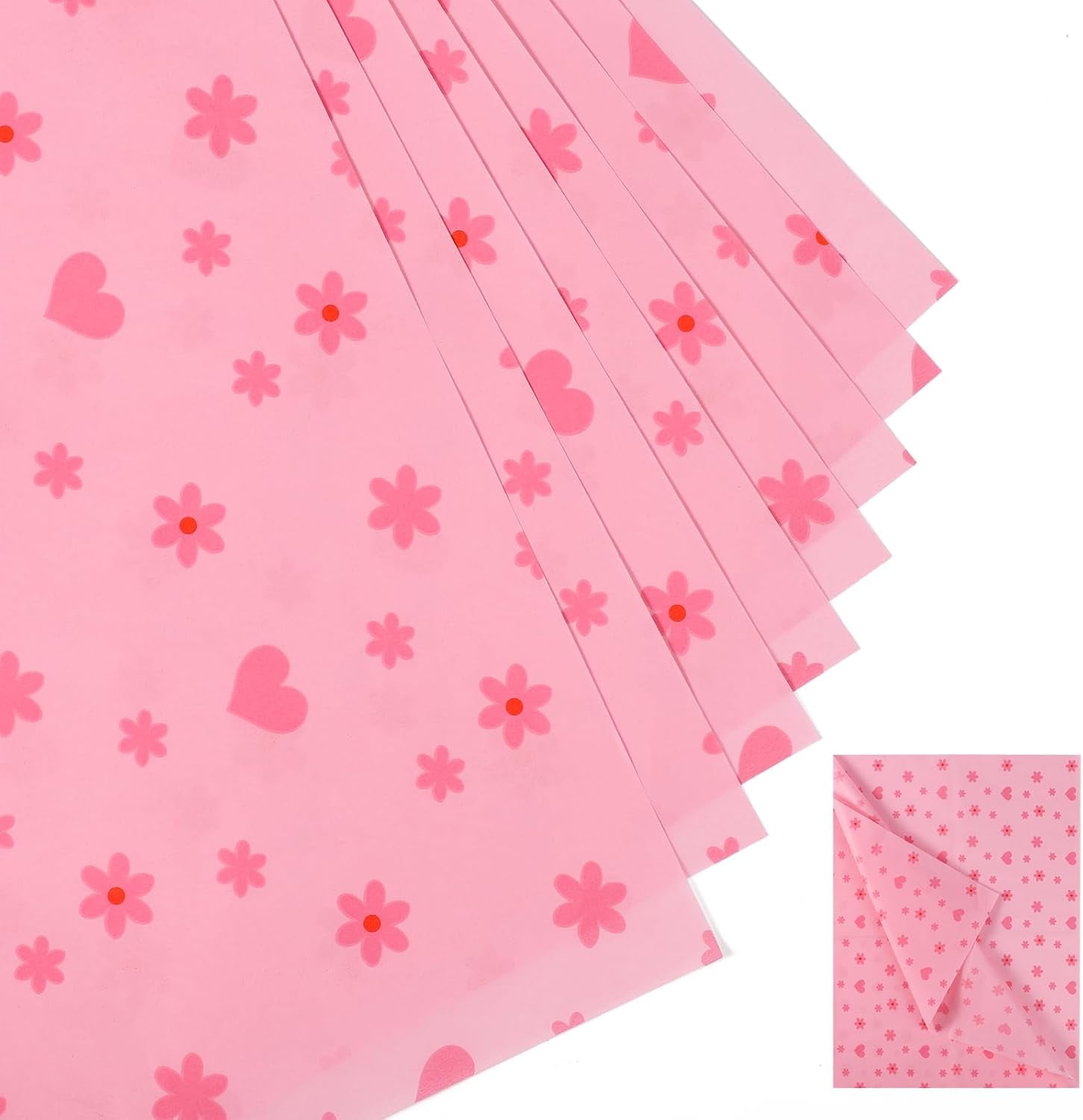 30 Sheets Heart Flower Tissue Paper, 19.68x13.78in Wrapping Tissue
