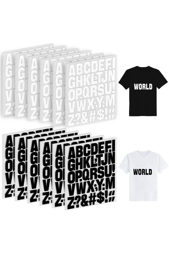 30 Sheets Iron on Letters 1200Pcs Iron on Letters for Clothing Vinyl 1.6 Inch Heat Transfer Letters A-Z PU Alphabet Stickers Heat Press for T Shirts,Jerseys,Fabric,Hats,Crafts,Ribbon (Black/White)