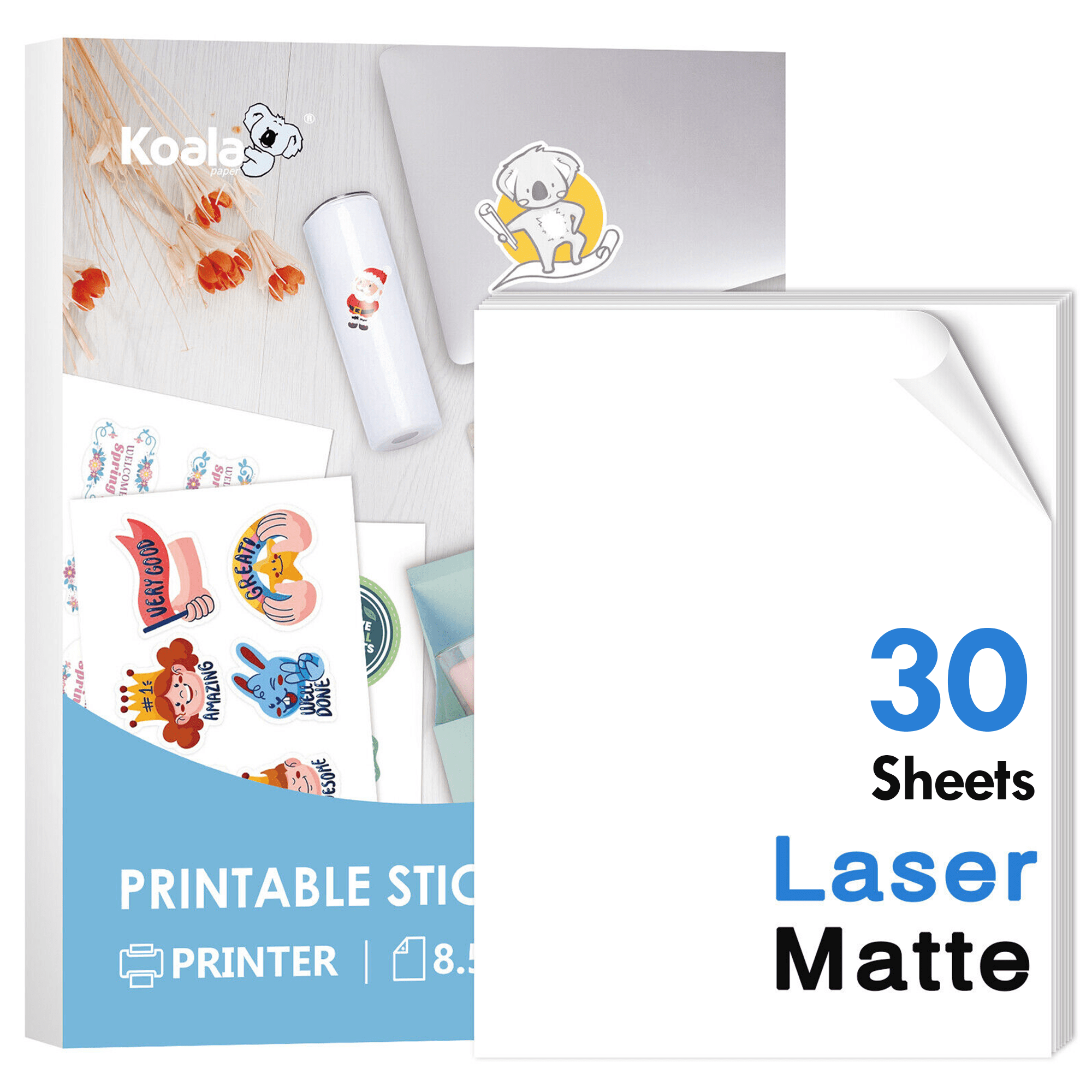 30 Sheets Koala Printable Vinyl Sticker Paper Waterproof Matte White