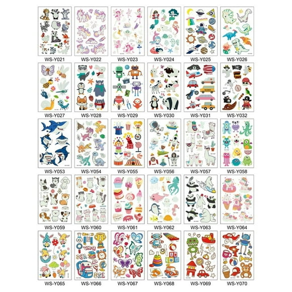 30 Sheets Luminous Tattoo Stickers,Kid Temporary Unicorn Fake Tattoos Dinosaur Pirate Unicorn Mermaid Sticker for Kids Party Gift