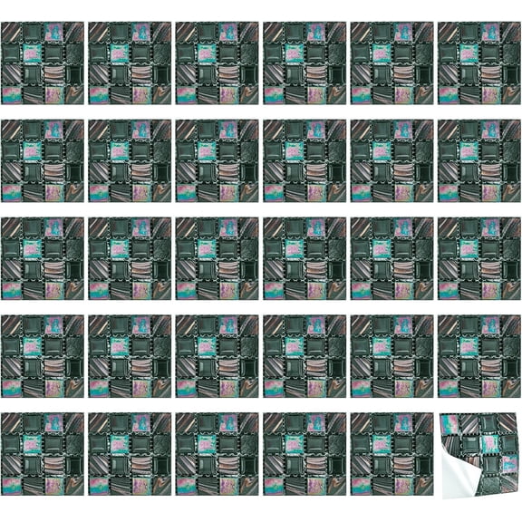 30 Sheets Mosaic Pattern Stickers 3D Self Adhesive Backsplash Tile Stickers Colorful Bathroom & Kitchen Tile Decals for DIY handcrafting