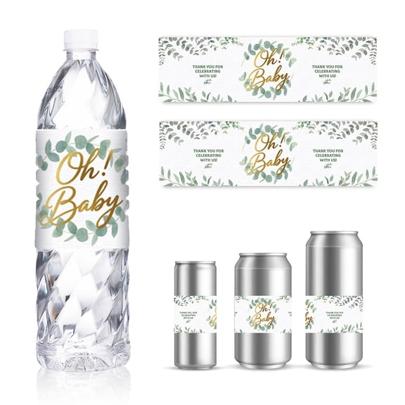 30 Sheets Newborn Water Bottle Labels Leaf Drinking Water Container Labels Personalized Self-Adhesive Wraps Sticker