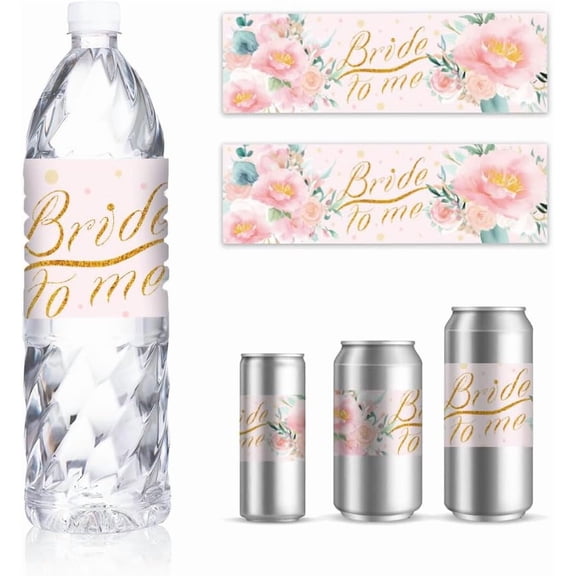 30 Sheets Pink Floral Water Bottle Labels Hawaiian Floral Wraps Sticker for Water Bottles Personalized Drinking Bottle Labels for Wedding Party Decorations 8.5x2.5 Inch