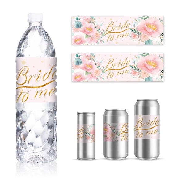 30 Sheets Pink Floral Water Bottle Labels Hawaiian Floral Wraps Sticker for Water Bottles Personalized Drinking Bottle Labels for Wedding Party