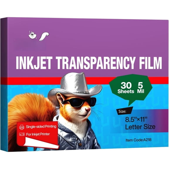 30 Sheets Pintable Transparency Film Acetate Clear Sheets for Crafts 8.5x11 OHP Overhead Projector Film For Inkjet Printer Quick-Dry